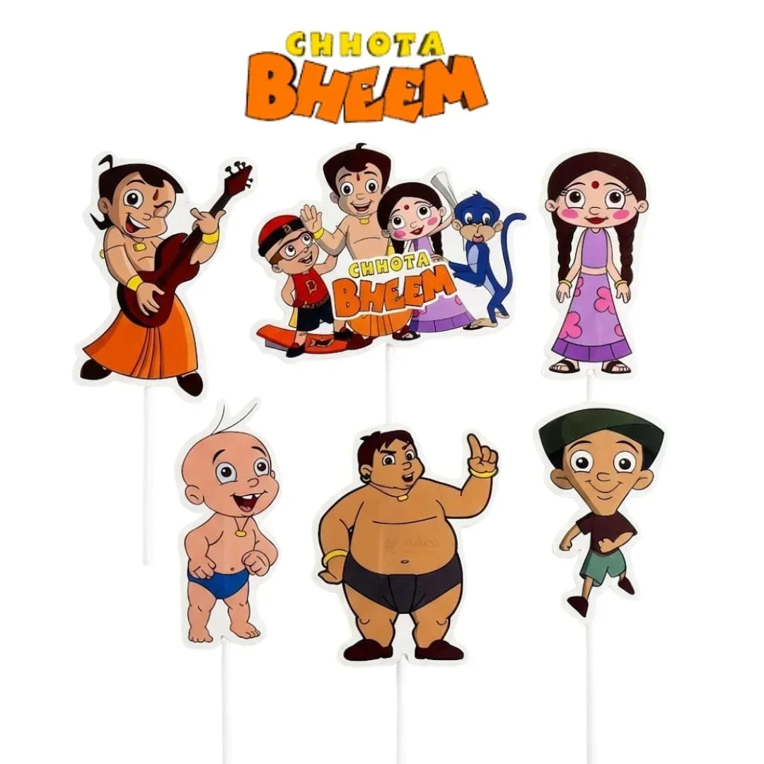 Kids Movies & Shows Cake Toppers | Birthday Party Decor | Birthday Cake Decor | Pack of 6 - Bakeyy.com - India - Kids Movies & Shows Cake Toppers | Birthday Party Decor | Birthday Cake Decor | Pack of 6 - Chhota Bheem 13.00