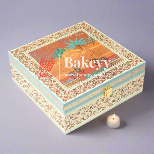 4 Jar MDF Box With Compartments | Dry Fruit Box | Return Gift Box - Bakeyy.com - India - 4 Jar MDF Box With Compartments | Dry Fruit Box | Return Gift Box - Design 3