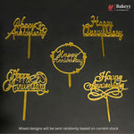 3 Inch Happy Anniversary Acrylic Cake Topper | Mixed Designs | Pack of 10