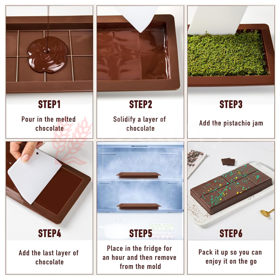 10 Piece Kunafa Bar Chocolate Mould | Silicone Bar Mould | 1 Piece