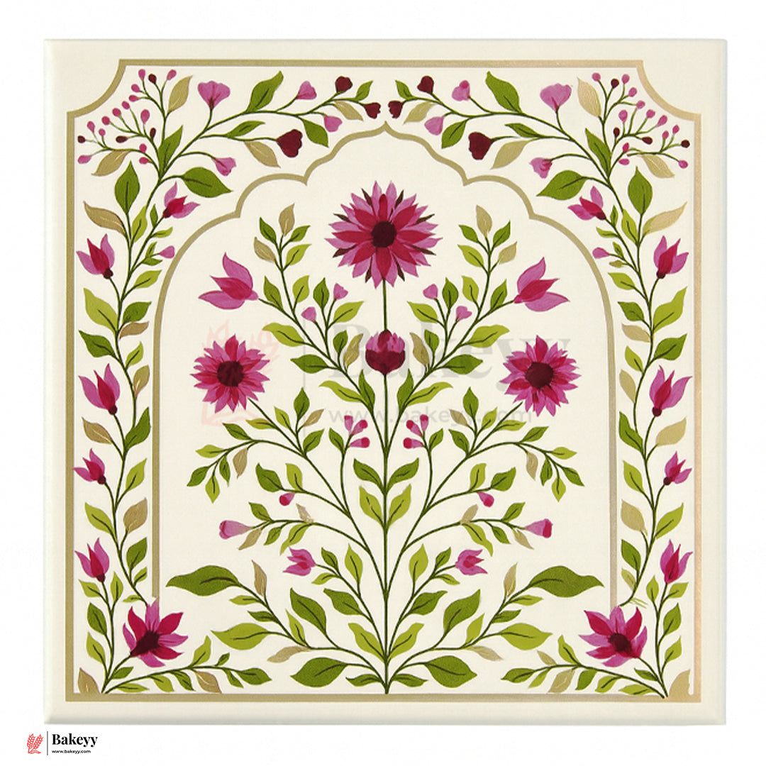 10x10x4 Inch  | Large Premium Decorative Floral Print Gift Box – Square Keepsake Storage Box with Lid | Pack Of 1