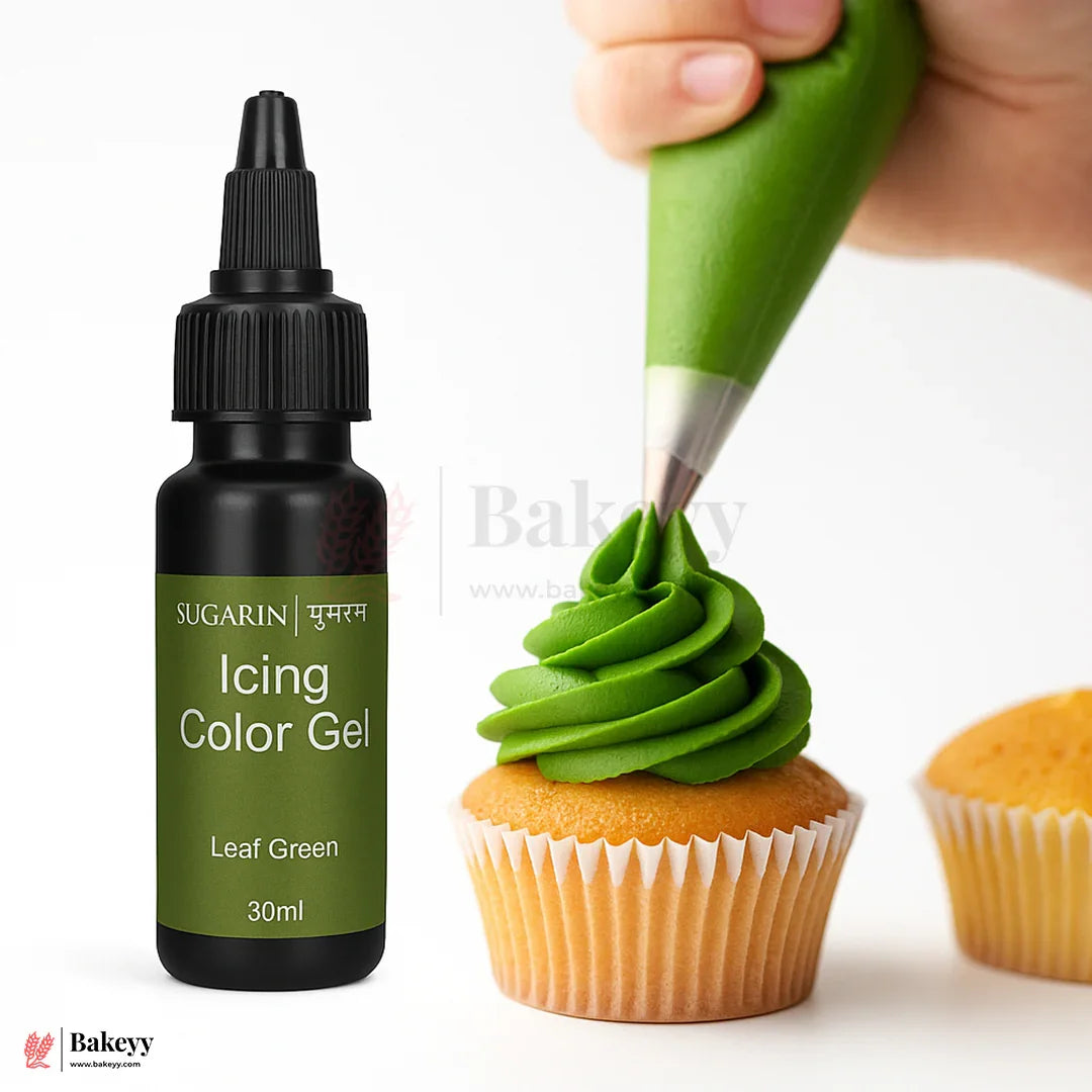 Sugarin Leaf Green Icing Color Gel – 30ml | Vibrant Food Gel Color for Cakes, Fondant & More