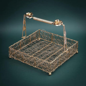 large-decorative-gold-metal-hamper-basket-for-gifting-square-with-handle-bakeyy-com-1 - Bakeyy.com