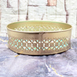 Large Decorative Round Gold Metal Hamper Basket For Gifting | With Designs | Large - Bakeyy.com - India - Large Decorative Round Gold Metal Hamper Basket For Gifting | With Designs | Large - Default Title