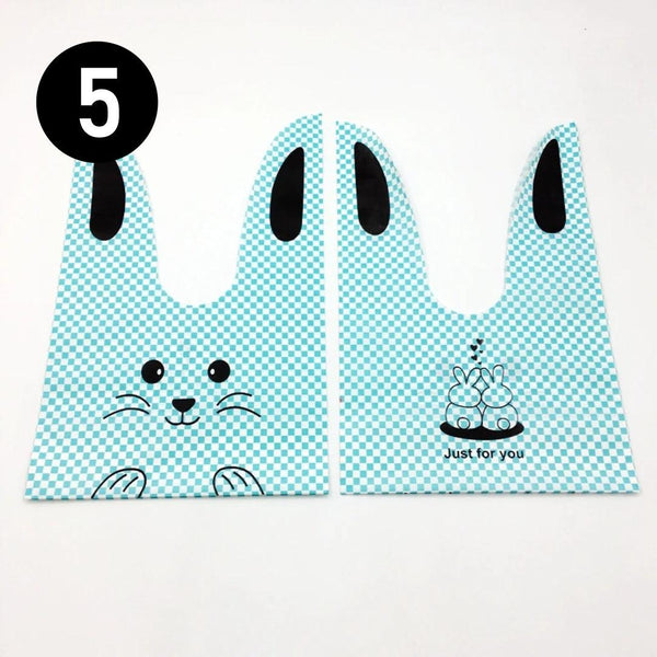 Large Rabbit Ear Candy Gift Bags Cute Plastic Bunny Goodie Bags Candy Bags for Kids Bunny Party Favors | Large | Pack of 50 - Bakeyy.com