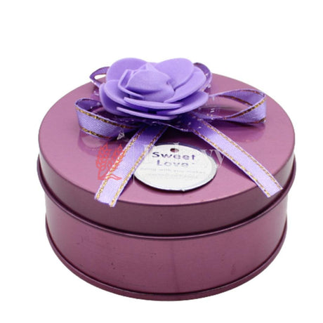 Lavender Round Empty Decorative Tin Box | Gift Box | Chocolate Box | Sweet Box | Jewellery Box | Luxury Box - Bakeyy.com - India - Lavender Round Empty Decorative Tin Box | Gift Box | Chocolate Box | Sweet Box | Jewellery Box | Luxury Box - Default Title