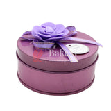 Lavender Round Empty Decorative Tin Box | Gift Box | Chocolate Box | Sweet Box | Jewellery Box | Luxury Box - Bakeyy.com - India - Lavender Round Empty Decorative Tin Box | Gift Box | Chocolate Box | Sweet Box | Jewellery Box | Luxury Box - Default Title