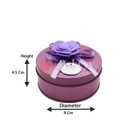 Lavender Round Empty Decorative Tin Box | Gift Box | Chocolate Box | Sweet Box | Jewellery Box | Luxury Box - Bakeyy.com - India - Lavender Round Empty Decorative Tin Box | Gift Box | Chocolate Box | Sweet Box | Jewellery Box | Luxury Box - Default Title
