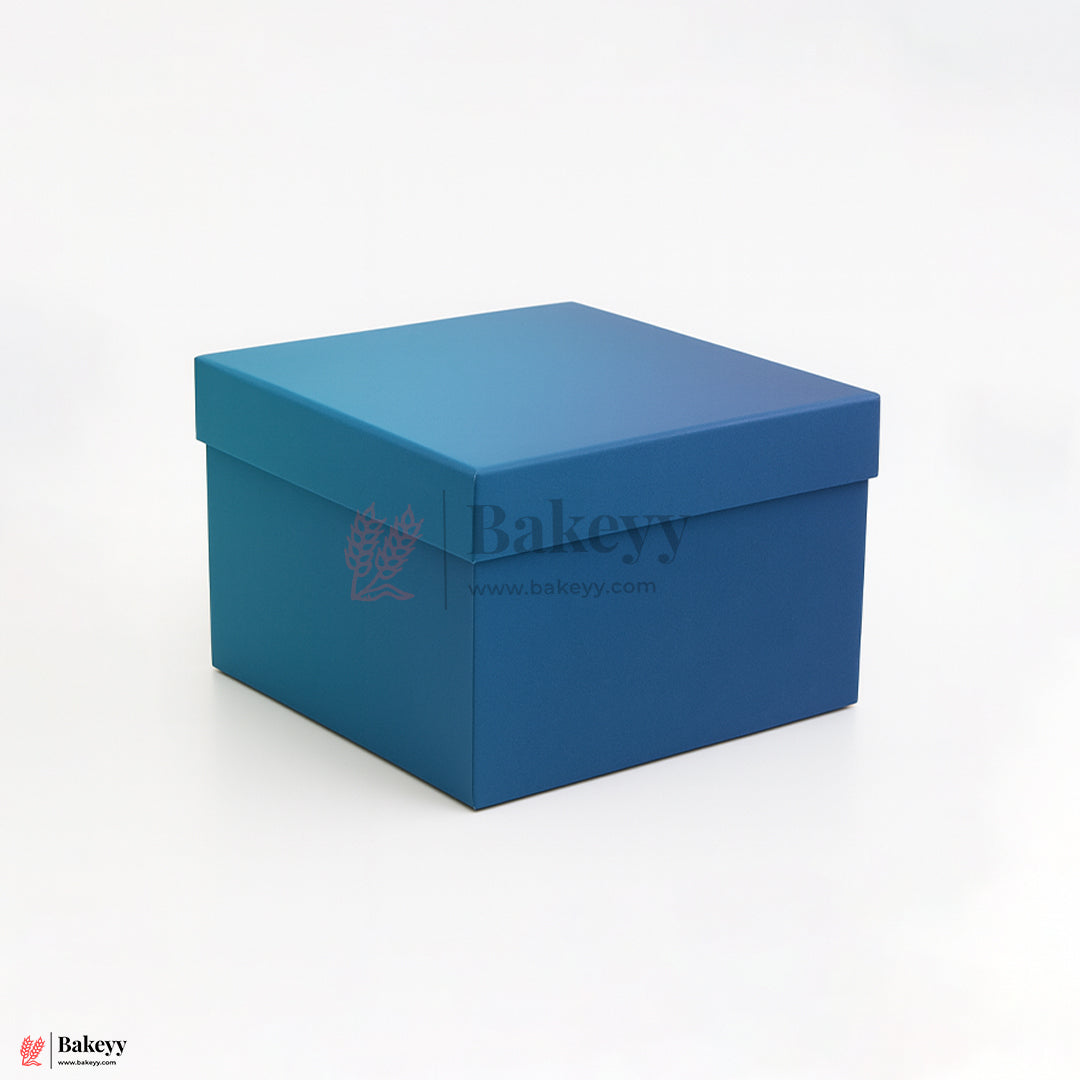 20x20x9 cm | Medium Premium Royal Blue Glitter Finish Rigid Hamper Box| Pack Of 1