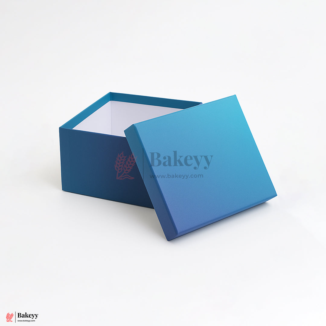 20x20x9 cm | Medium Premium Royal Blue Glitter Finish Rigid Hamper Box| Pack Of 1