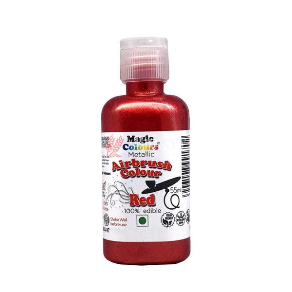 Magic Colours Metallic Airbrush Colour Edible for Baking ( Red 55 gm ) - Bakeyy.com