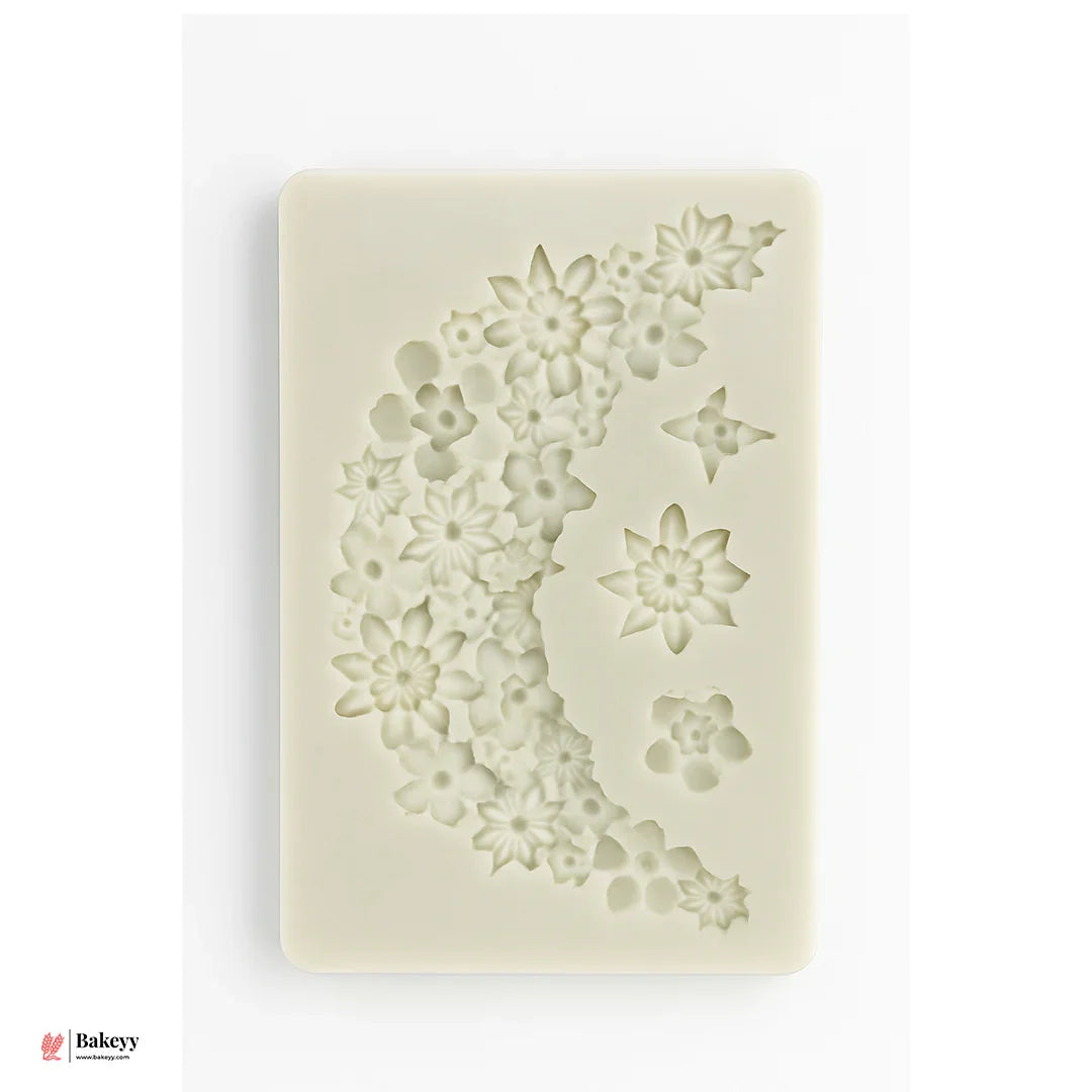 570 |  Floral Crescent Silicone Fondant Mould | 13x9cm