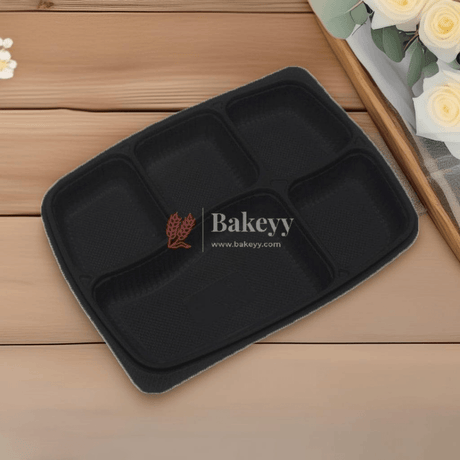 PP Black 5cp Meal Tray With Lid | Pack of 24 - Bakeyy.com - India - PP Black 5cp Meal Tray With Lid | Pack of 24 - Default Title