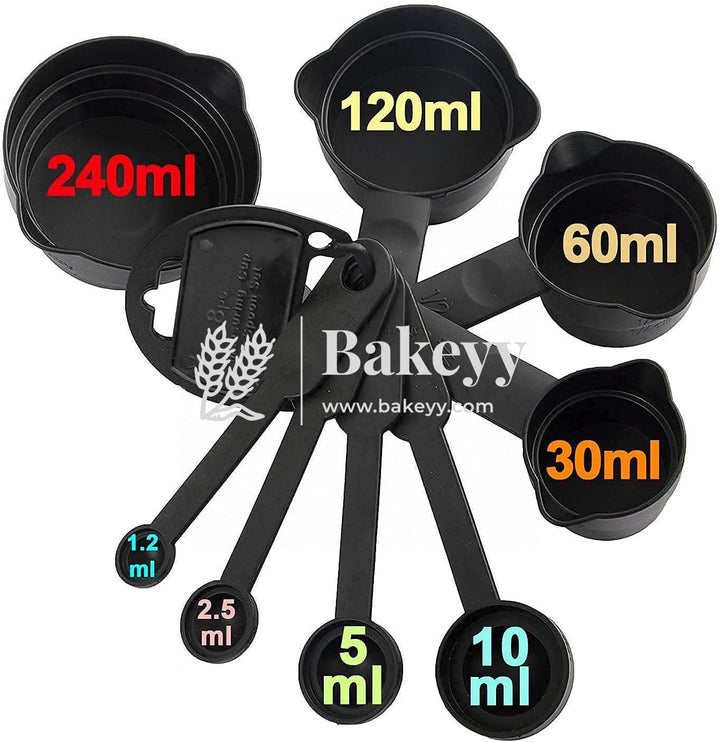 Measuring Cups and Spoons Set | 8 Pieces Set | Black - Bakeyy.com
