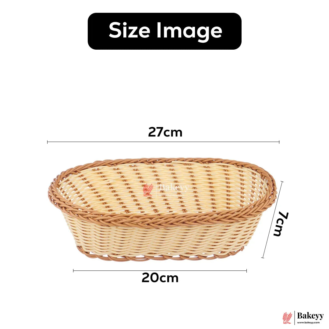 Oval Rustic Woven Storage & Serving Basket | Natural Finish | 1 Piece - Bakeyy.com - India - Oval Rustic Woven Storage & Serving Basket | Natural Finish | 1 Piece - Medium