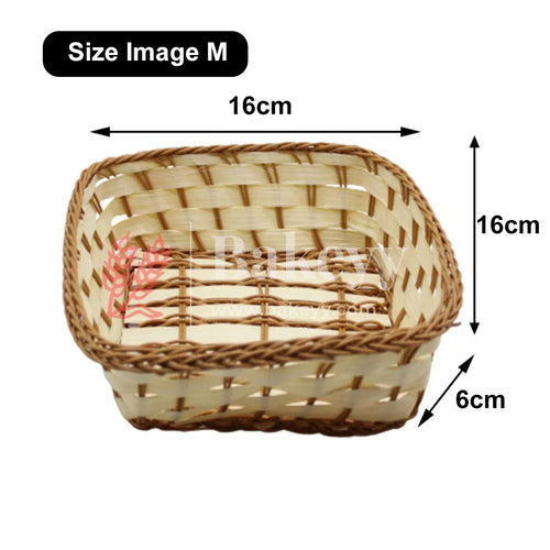 Handmade Square Wicker Basket | Multipurpose Storage & Gift Hamper Tray | 1 Piece - Bakeyy.com - India - Handmade Square Wicker Basket | Multipurpose Storage & Gift Hamper Tray | 1 Piece - Medium