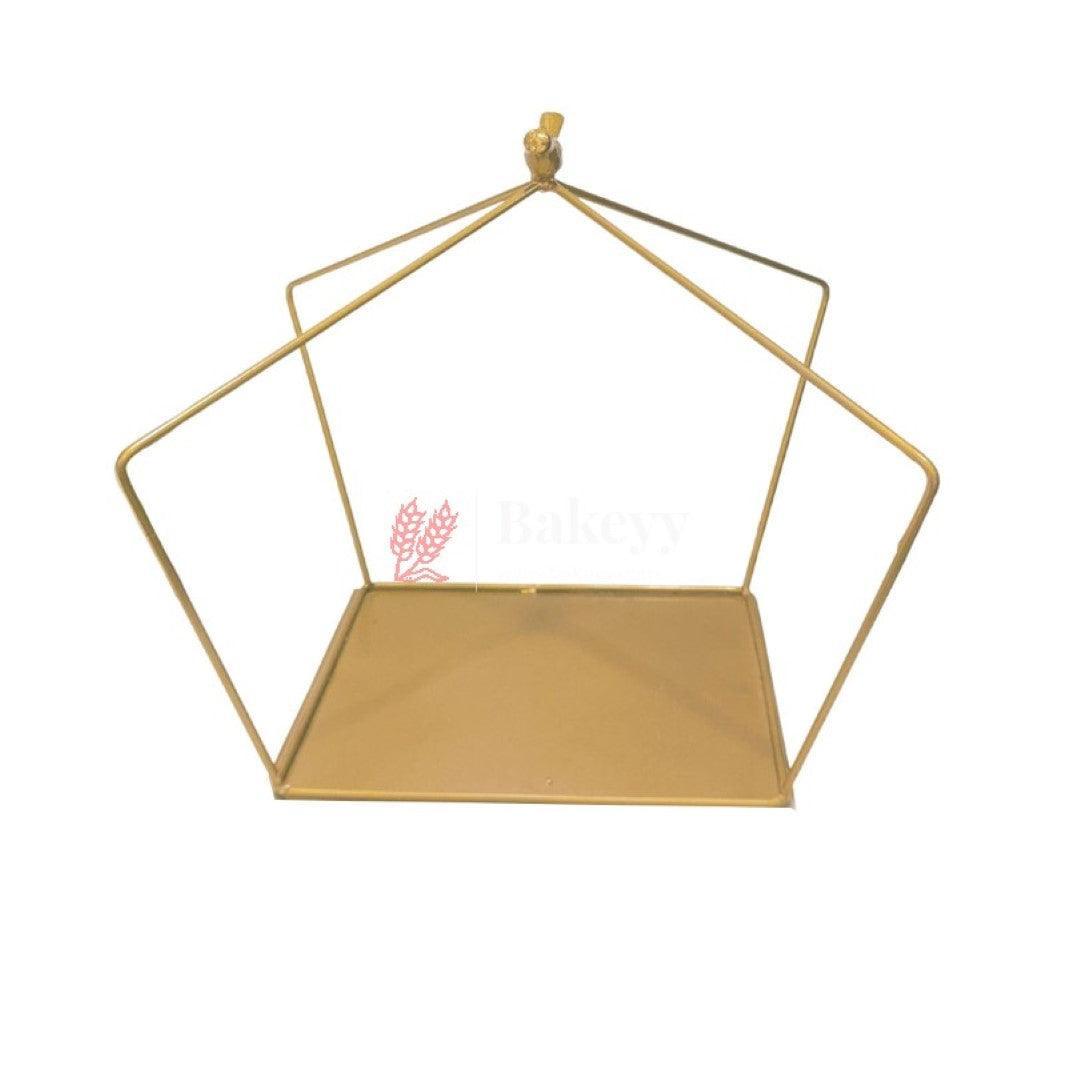 Metal 1 layer basket Gold Powder with Bird in Top | Home Decor | Return Gift | Gifting | Packing Tray - Bakeyy.com - India - Metal 1 layer basket Gold Powder with Bird in Top | Home Decor | Return Gift | Gifting | Packing Tray - Default Title