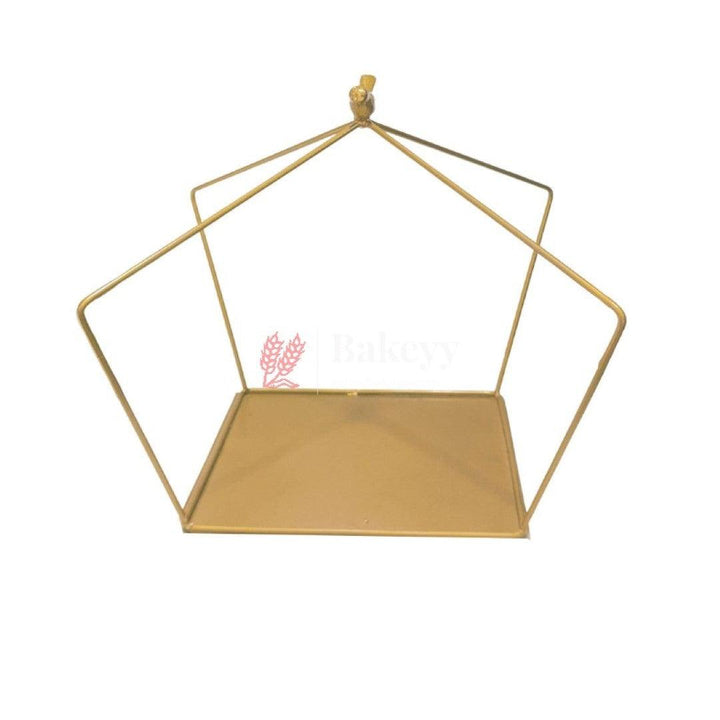 Metal 1 layer basket Gold Powder with Bird in Top | Home Decor | Return Gift | Gifting | Packing Tray - Bakeyy.com