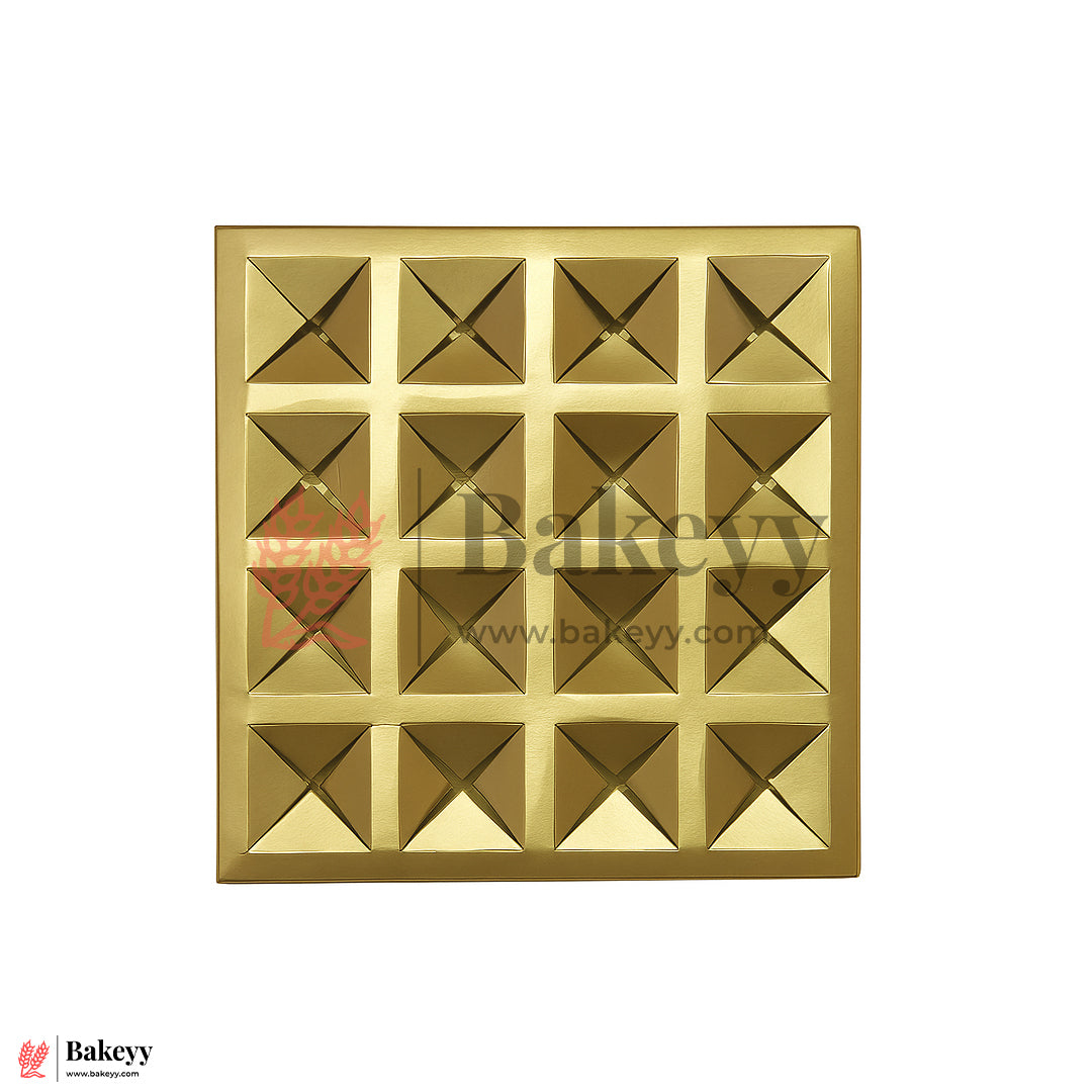 8x8x1.5 inch | Elegant Floral Squire 16 Cavity Gift Sweet Box| Pink & Gold Accents 1 Piece