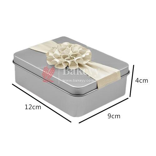 Silver Rectangle Empty Decorative Tin Box |Perfect for Gifting Chocolates, Sweets, Dry Fruits| Storage Solution for Jewellery| Pack of 4| Luxury Box | Pack of 4