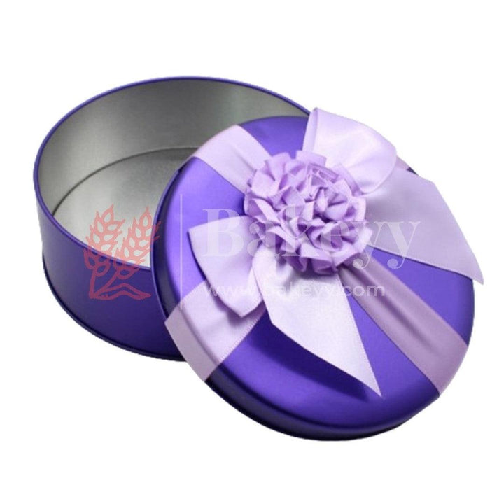 Multi Color Round Empty Decorative Tin Box | Gift Box | Chocolate Box | Sweet Box | Jewellery Box | Luxury Box | pack of 6 - Bakeyy.com