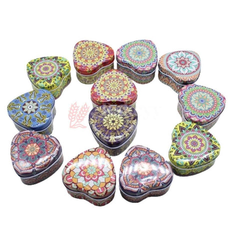 Multi colour printed Heart Empty Decorative Tin Box | Gift Box | Chocolate Box | Sweet Box | Jewellery Box | Luxury Box | Pack Of 12 - Bakeyy.com - India - Multi colour printed Heart Empty Decorative Tin Box | Gift Box | Chocolate Box | Sweet Box | Jewellery Box | Luxury Box | Pack Of 12 - Default Title