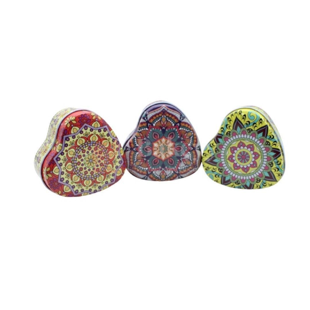 Multi colour printed Heart Empty Decorative Tin Box | Gift Box | Chocolate Box | Sweet Box | Jewellery Box | Luxury Box | Pack Of 12 - Bakeyy.com - India - Multi colour printed Heart Empty Decorative Tin Box | Gift Box | Chocolate Box | Sweet Box | Jewellery Box | Luxury Box | Pack Of 12 - Default Title