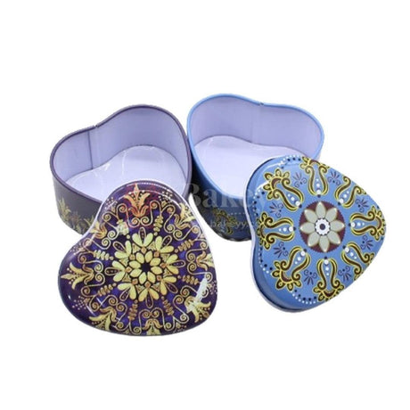 Multi colour printed Heart Empty Decorative Tin Box | Gift Box | Chocolate Box | Sweet Box | Jewellery Box | Luxury Box | Pack Of 12 - Bakeyy.com - India - Multi colour printed Heart Empty Decorative Tin Box | Gift Box | Chocolate Box | Sweet Box | Jewellery Box | Luxury Box | Pack Of 12 - Default Title