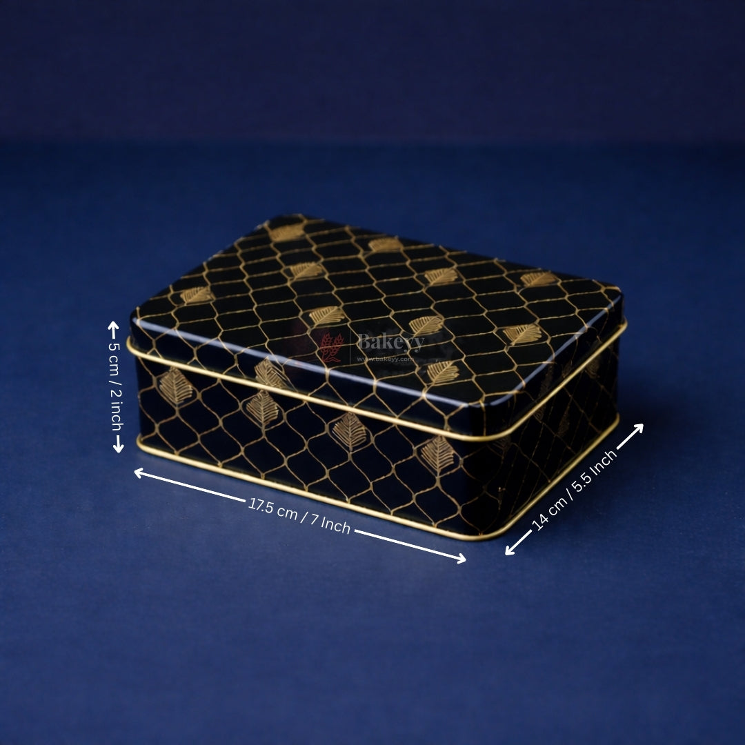 Premium Navy Blue & Gold Metal Gift Tin Box – Elegant Reusable Packaging | Pack of 1