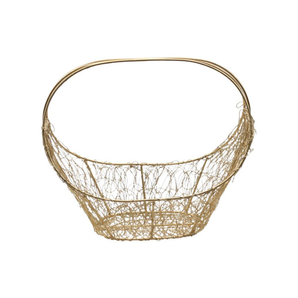 Nest Shaped Decorative Gold Metal Hamper Basket For Gifting - Bakeyy.com
