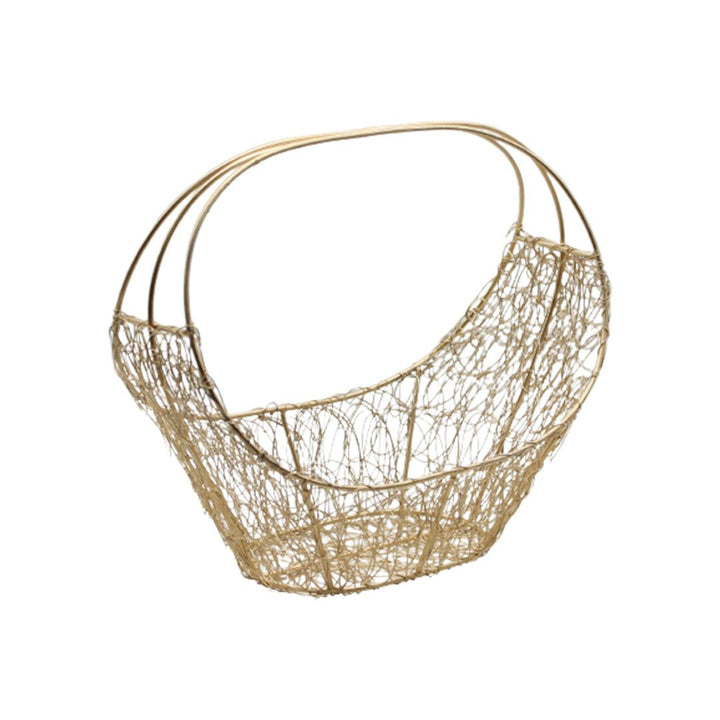 Nest Shaped Decorative Gold Metal Hamper Basket For Gifting - Bakeyy.com