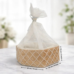 Hexagon Velvet Gift Box with Net | Diamond Pearl Embellished Base | Elegant Premium Hamper Box | Pack of 1 - Bakeyy.com - India - Hexagon Velvet Gift Box with Net | Diamond Pearl Embellished Base | Elegant Premium Hamper Box | Pack of 1 - Default Title 360.00