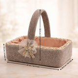 Luxury Fabric Gift Basket with Handle & Bow | Elegant Hamper Basket for Gifting & Décor | Pack of 1