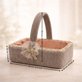 Luxury Fabric Gift Basket with Handle & Bow | Elegant Hamper Basket for Gifting & Décor | Pack of 1