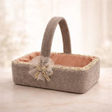 Luxury Fabric Gift Basket with Handle & Bow | Elegant Hamper Basket for Gifting & Décor | Pack of 1