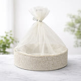 Elegant Oval Fabric Gift Basket with Net Cover | Premium Hamper Base for Luxury Gifting With Matching Ribbon | Pack of 1