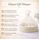 Elegant Oval Fabric Gift Basket with Net Cover | Premium Hamper Base for Luxury Gifting With Matching Ribbon | Pack of 1