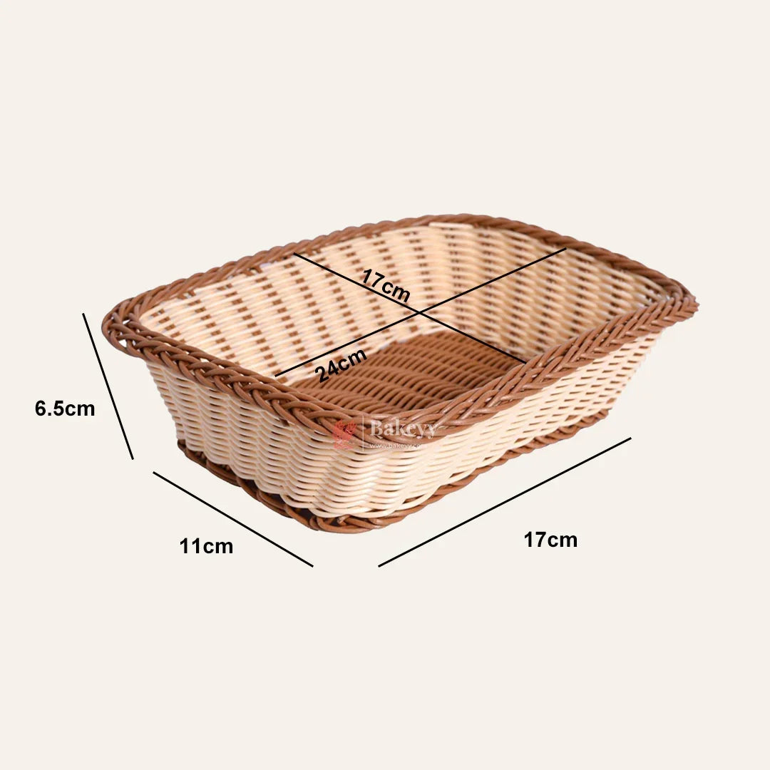 Rectangle Rustic Woven & Serving Basket | Natural Finish| 1 Piece - Bakeyy.com - India - Rectangle Rustic Woven & Serving Basket | Natural Finish| 1 Piece - Small
