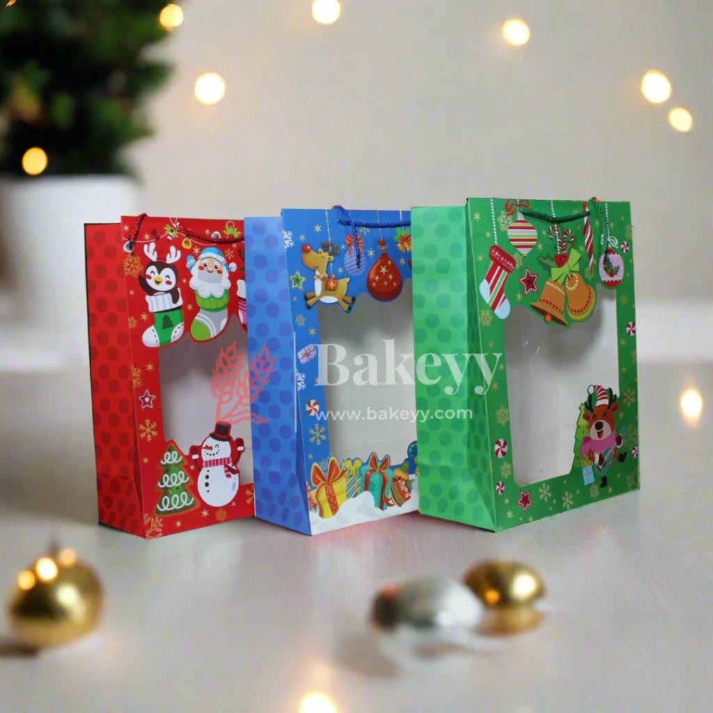 Christmas Window Hamper Gift Bags – Pack of 12 (40x29x14cm & 32x26x12cm): Perfect for Holiday Gifting - Bakeyy.com - India - Christmas Window Hamper Gift Bags – Pack of 12 (40x29x14cm & 32x26x12cm): Perfect for Holiday Gifting - Small