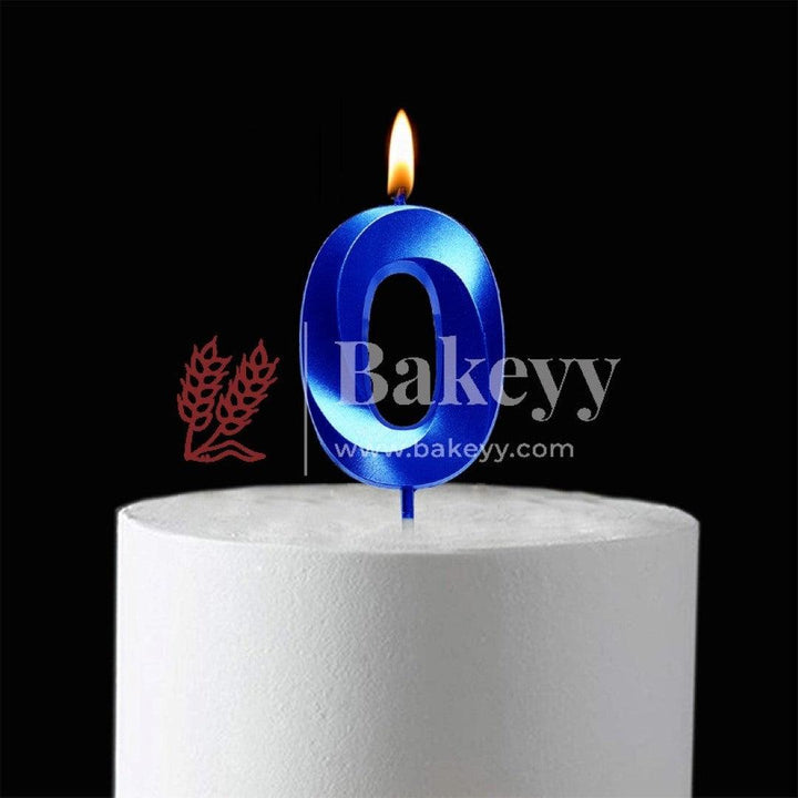 Number 0 Blue 3D Candle | 1 pcs | For Birthday, Wedding Party & Cake Decoration - Bakeyy.com