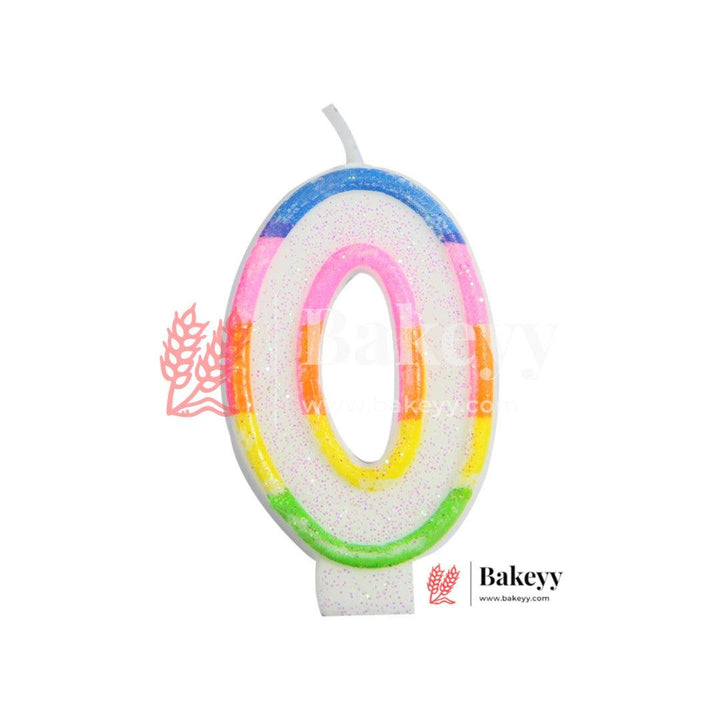 Number 0 Rainbow Candle | 1 pcs | For Birthday, Wedding Party & Cake Decoration - Bakeyy.com