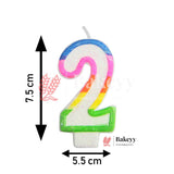 Number 2 Rainbow Candle | 1 pcs | For Birthday, Wedding Party & Cake Decoration - Bakeyy.com - India - Number 2 Rainbow Candle | 1 pcs | For Birthday, Wedding Party & Cake Decoration - Default Title