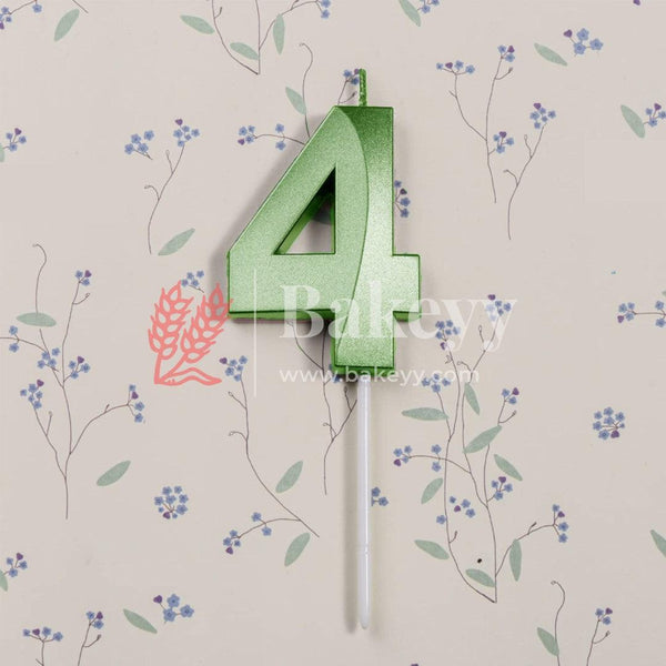 Number 4 Green 3D Candle | 1 pcs | For Birthday, Wedding Party & Cake Decoration - Bakeyy.com