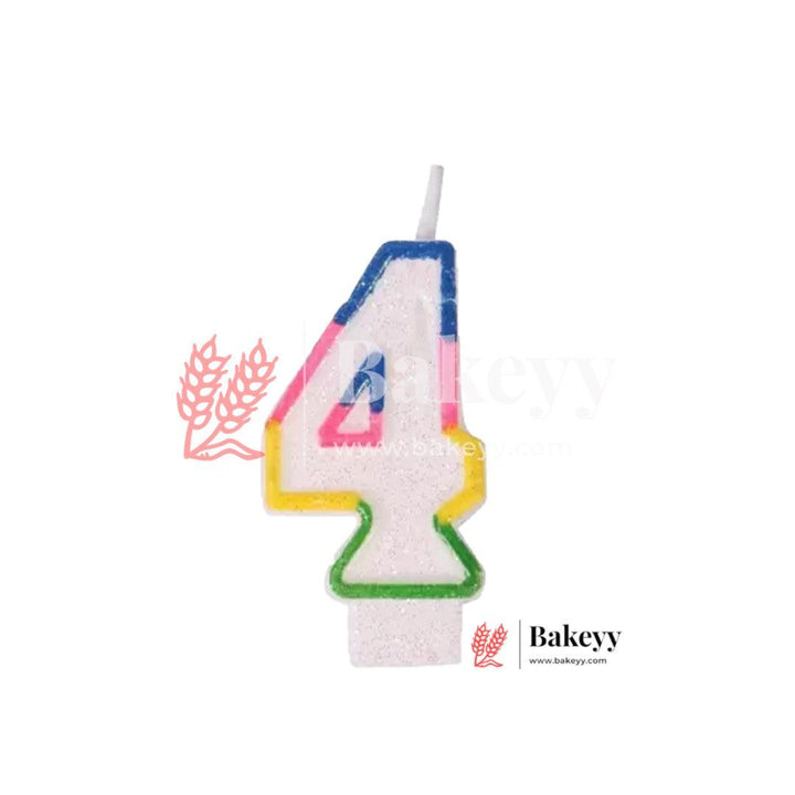 Number 4 Rainbow Candle | 1 pcs | For Birthday, Wedding Party & Cake Decoration - Bakeyy.com