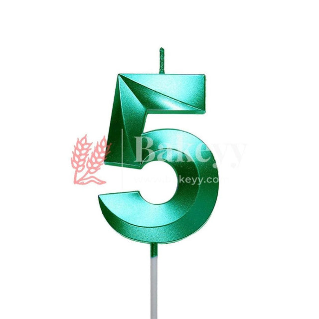 Number 5 Green 3D Candle | 1 pcs | For Birthday, Wedding Party & Cake Decoration - Bakeyy.com - India - Number 5 Green 3D Candle | 1 pcs | For Birthday, Wedding Party & Cake Decoration - Default Title