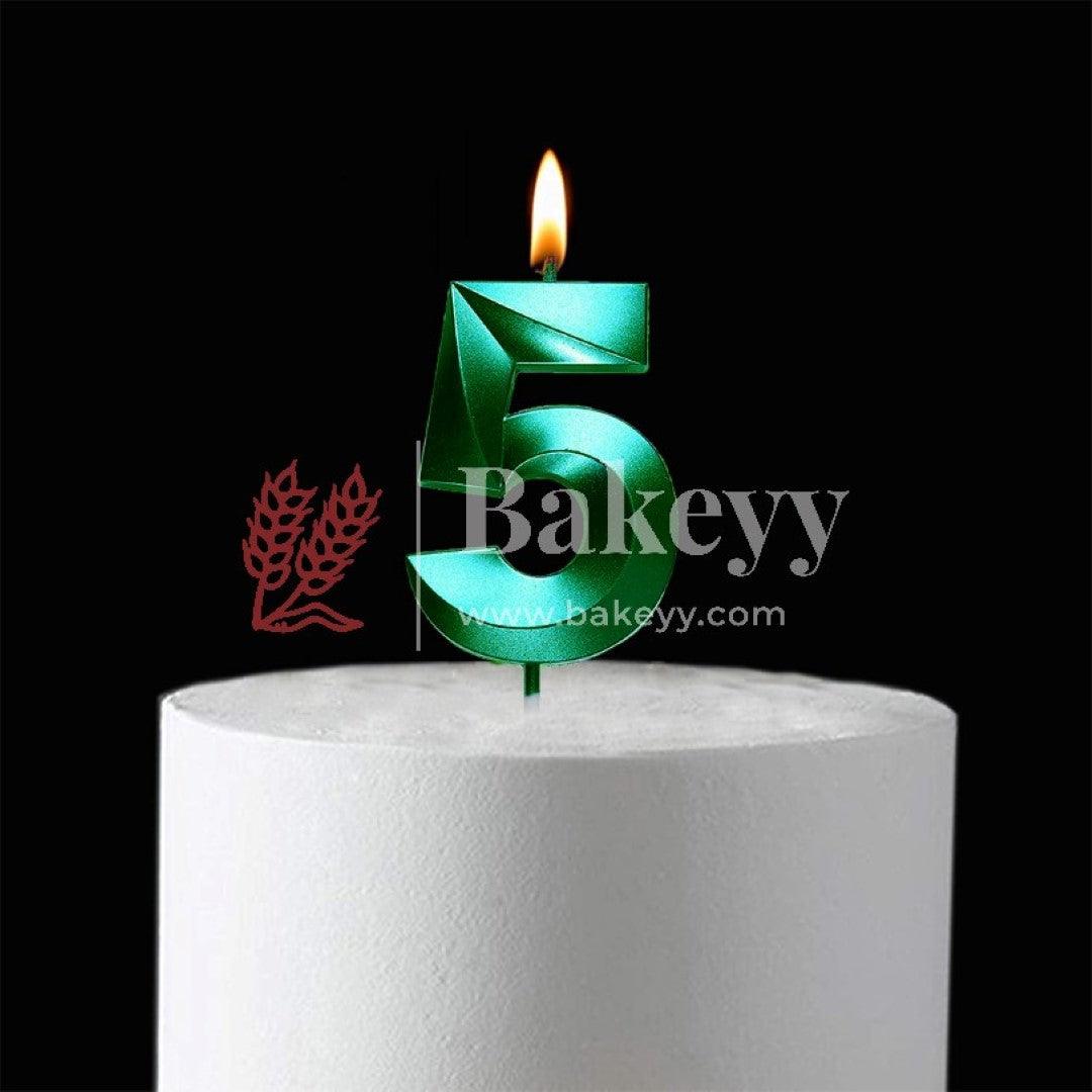 Number 5 Green 3D Candle | 1 pcs | For Birthday, Wedding Party & Cake Decoration - Bakeyy.com - India - Number 5 Green 3D Candle | 1 pcs | For Birthday, Wedding Party & Cake Decoration - Default Title