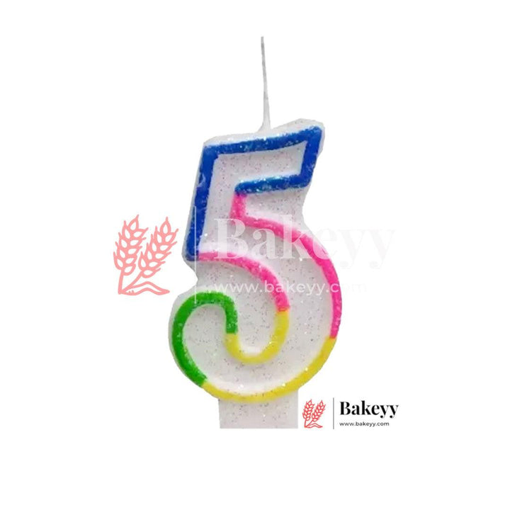 Number 5 Rainbow Candle | 1 pcs | For Birthday, Wedding Party & Cake Decoration - Bakeyy.com