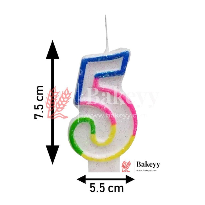 Number 5 Rainbow Candle | 1 pcs | For Birthday, Wedding Party & Cake Decoration - Bakeyy.com