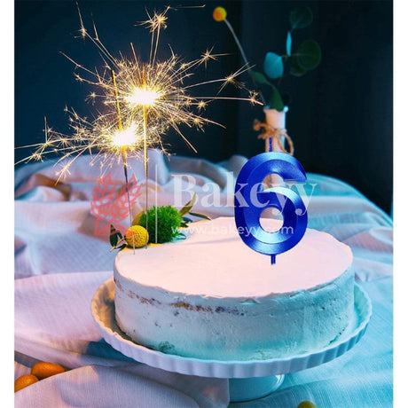 Number 6 Blue 3D Candle | 1 pcs | For Birthday, Wedding Party &amp; Cake Decoration - Bakeyy.com - India - Number 6 Blue 3D Candle | 1 pcs | For Birthday, Wedding Party &amp; Cake Decoration - Default Title