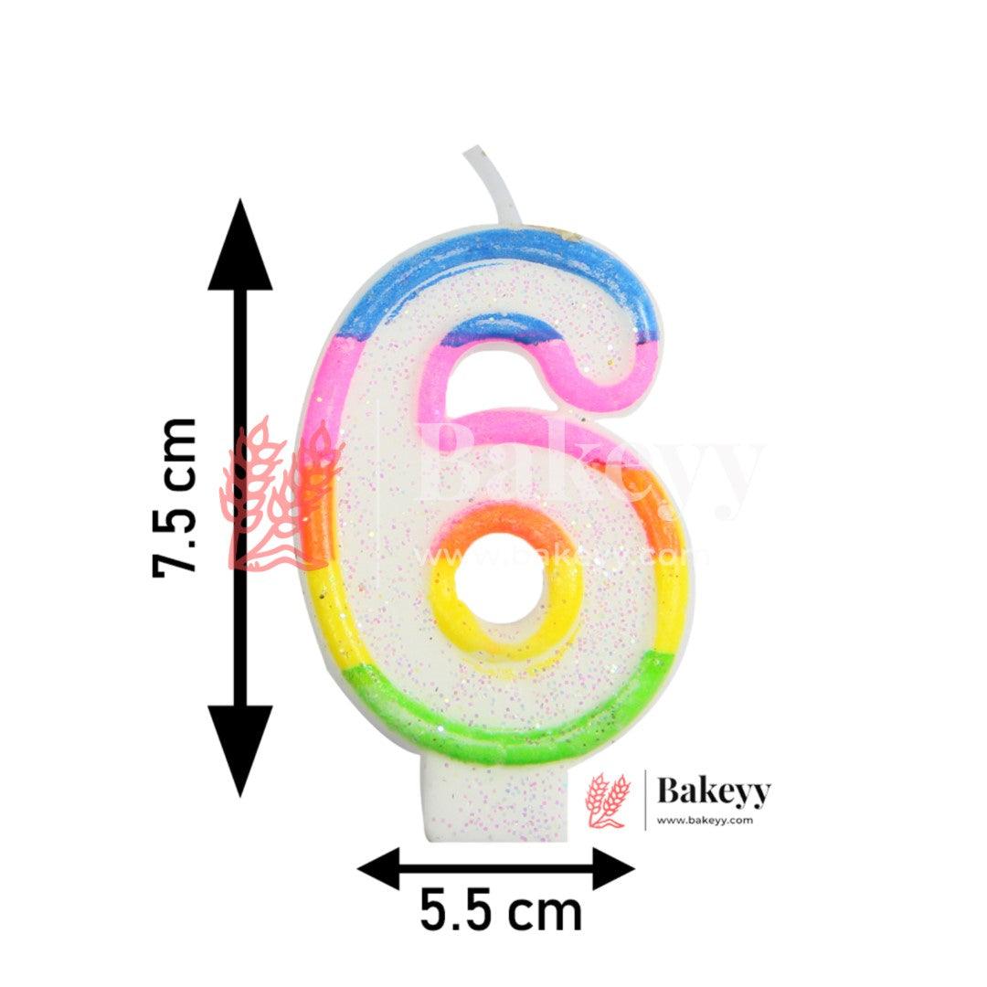 Number 6 Rainbow Candle | 1 pcs | For Birthday, Wedding Party & Cake Decoration - Bakeyy.com - India - Number 6 Rainbow Candle | 1 pcs | For Birthday, Wedding Party & Cake Decoration - Default Title